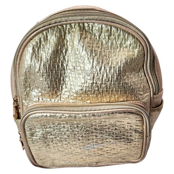 3AM Forever Gold Mini Bling Backpack 11.5" H x 10" W x 4" D - Picture 2 of 8
